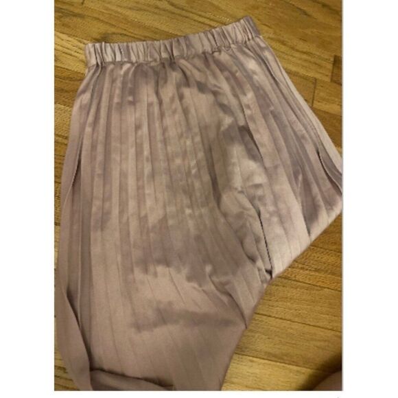 Sweet Salt Women's pink metallic chiffon Pleated elastic waist Midi Skirt Size 6 - Picture 5 of 9